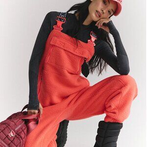 NWT - Free People FP Hit the Slopes Salopette Sherpa Overalls Neon Pink M